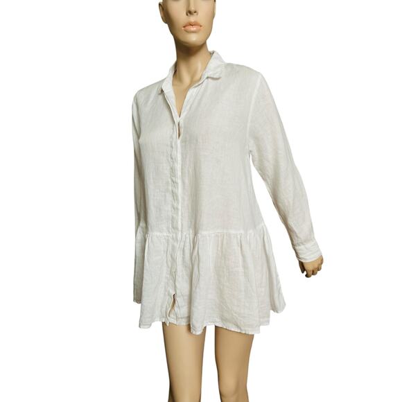 Claudio Milano 100% Linen Tunic Italian Style Button Down Shirt Dress Size Small - Picture 8 of 12